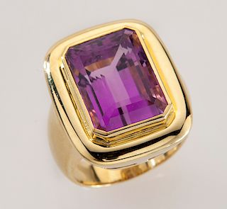 18K gold and amethyst ring