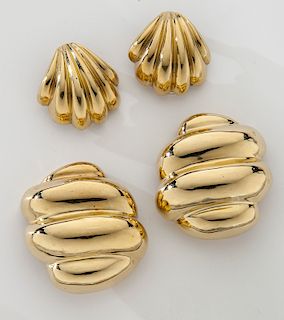 (2) Pr. Italian 18K gold earrings