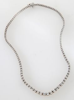 14K gold and diamond line necklace