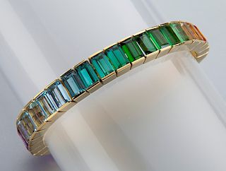 18K gold and multi-color gemstone bracelet
