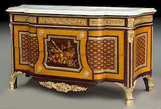 Lg. Louis XIV style marquetry inlaid commode,