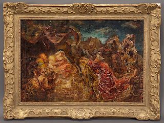 Adolphe Monticelli "Adoration of the Magi" oil on