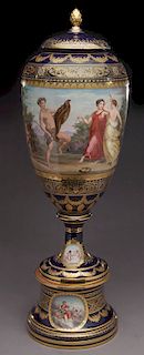 19th C. Large Royal Vienna porcelain lidded vase,