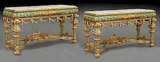 Pr. Regency style painted and parcel gilt
