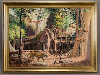 Jean Despujols "The Temple in the Jungle" oil