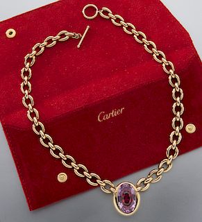Cartier 18K gold, amethyst and garnet necklace,