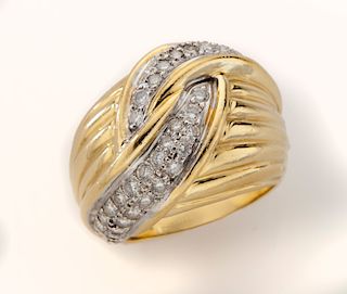 18K gold and diamond bypass ring