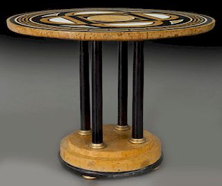 Art Moderne marble inlaid circular table,