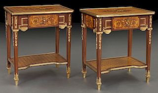 Pr. Louis XVI style marquetry inlaid tables