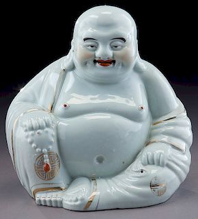 Chinese Republic polychrome porcelain Buddha.
