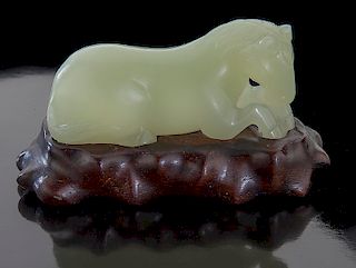 Chinese carved yellow jade horse,