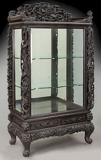 Highly carved Japanese display cabinet,