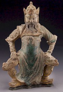 Chinese Ming polychrome warrior,