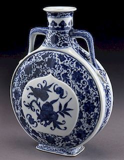 Chinese Republic blue & white moonflask vase,