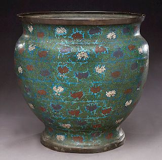 Large 19th C. Chinese champleve planter,