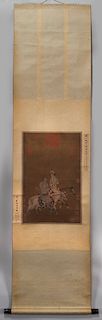 Chinese watercolor painted scroll on silk,