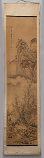 Chinese Qing watercolor scroll on silk,