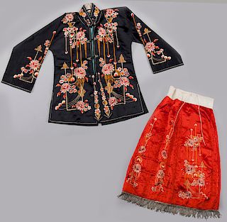 (2) Pcs. Chinese Republic Guxiu embroidery dress,