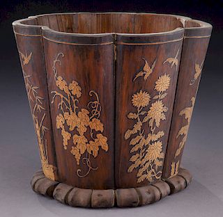 Chinese Qing carved bamboo brush pot,