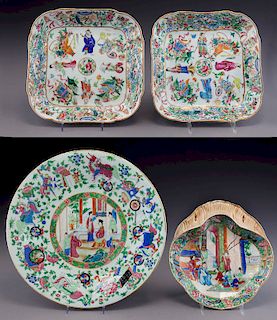 (4) Chinese Qing Canton enamel plates,