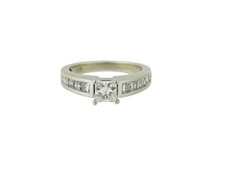 Princess Cut Diamond Ring Set In 14 Karat White