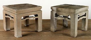 RARE PAIR OF CHINESE CARVED STONE TABLES