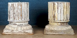 PAIR 19TH C. NEOCLASSICAL PAINTED WOOD COLUMNS