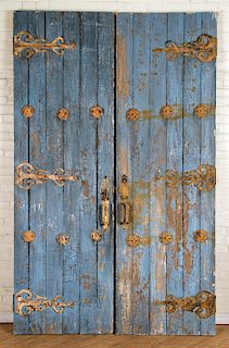 PAIR BLUE WOOD DOORS 1880