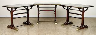 THREE FRENCH BENTWOOD BISTRO TABLES WOOD TOPS