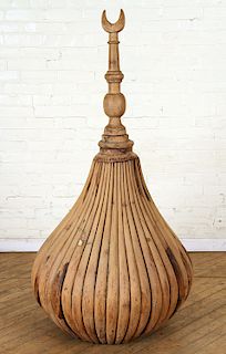 LARGE CARVED WOOD GOURD FORM FINIAL