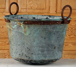 COPPER POT WITH IRON RING HANDLES