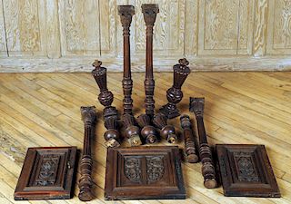 MISCELLANEOUS LOT OF FRENCH WALNUT CARVINGS C1900
