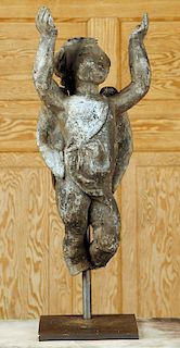 LEAD PUTTO SCULPTURE ON MUSEUM STAND