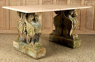 MARBLE TOP TABLE VICENZA STONE SPHINX BASE