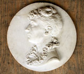 FRENCH CARVED MARBLE PLAQUE OF WOMAN C. 1880