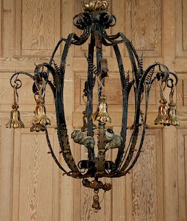 IRON EIGHT-LIGHT CHANDELIER WITH ACANTHUS LEAVES