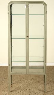 2 DOOR IRON & GLASS VITRINE 3 GLASS SHELVES 1920