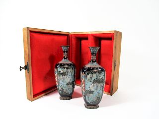 Pair of Cloisonne Vases by Ota Tameshiro.