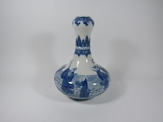 Blue and White Garlic Mouth Vase.