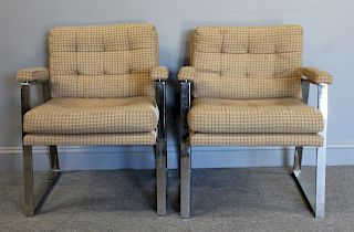 MIDCENTURY. Pair Of Patrician Chrome Upholstered