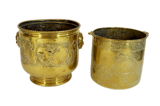 Two French Repousse Brass Jardineres 