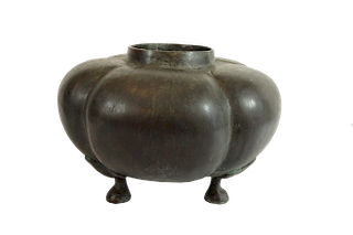 Japanese Bronze Lobed Tripod Vase Footed, Meiji Period