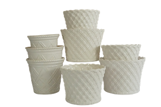 Group of Eight White Cachepots 