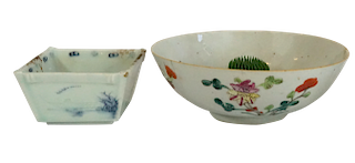 Chinese Export Planter and Chinese Tao Kuang Porcelain Floral Bowl 