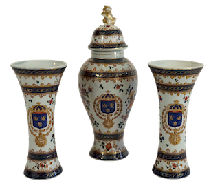 Samson Garniture Set of Three Armorial Vases by Mottahedah
