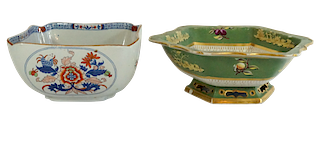 Two Ironstone Ceramic Bowls with Flower Frogs 