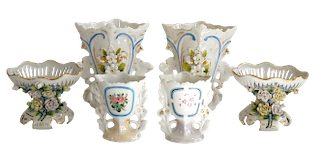 Paris Porcelain Vases and Two Potpourri