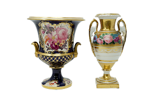 Two Dresden Style Porcelain Urns