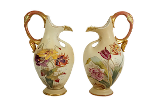 Hand Painted European Art Nouveau Porcelain Jars 