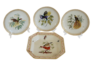 Mottahedah 'Birds of Paradise' Salad Plates and Paris Porcelain Bowl